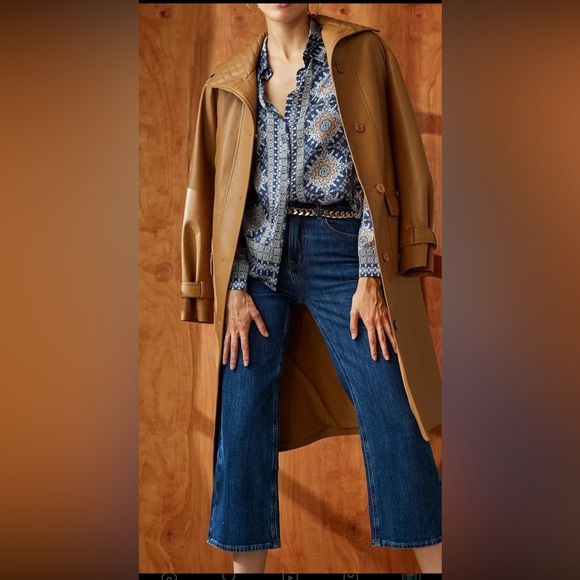 NWT Elie Tahari Vegan Leather Trench - Picture 2 of 3